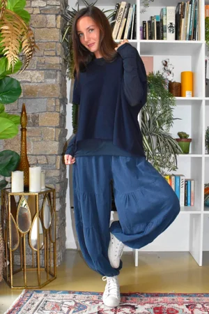 Basso Baby Cord Tiered Cuff Pant Navy